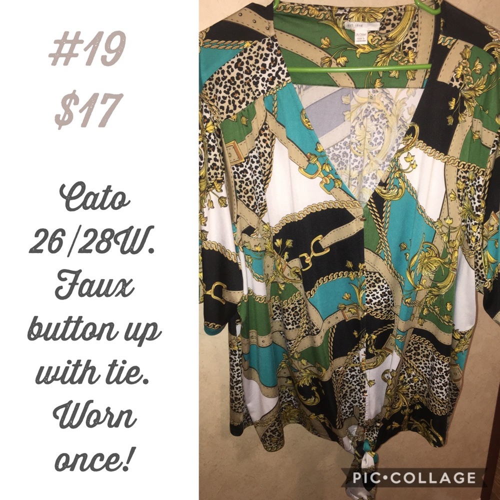 Cato Blouse with faux buttons and cute tie!